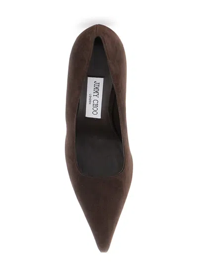 Jimmy Choo Ixia Pointed Toe Suede Pumps In Brown