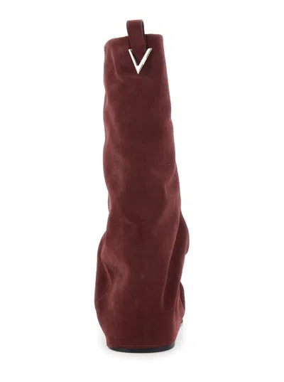 Attico Robin Suede Knee-high Boots In Burgundy