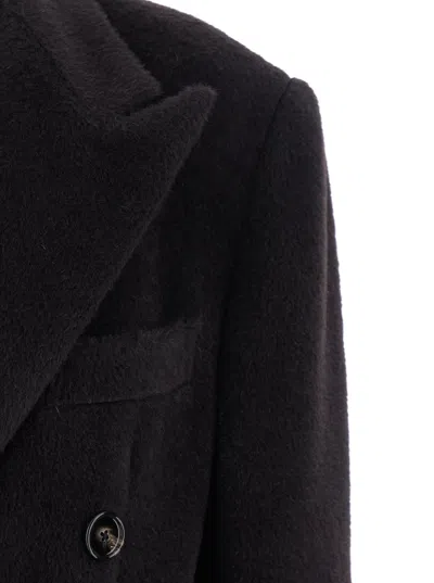 Tagliatore Double-breasted Jacket With Structured Shoulders And Flap Pockets In Black