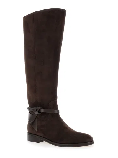 Jimmy Choo Lawton Knee Boot Flat In Brown