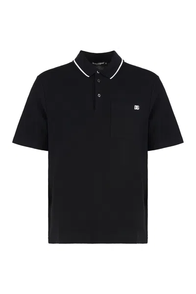 Dolce & Gabbana Cotton Pique Polo In Black