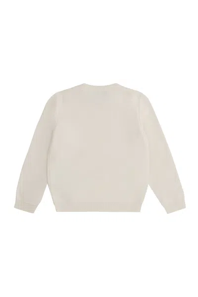 Young Versace Wool-blend Crew-neck Sweater In Neutral