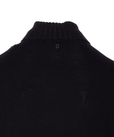 Dondup Man Turtleneck Midnight Blue Size 40 Wool In Black