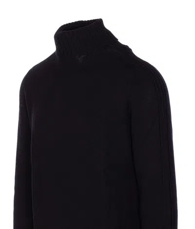 Dondup Man Turtleneck Midnight Blue Size 40 Wool In Black