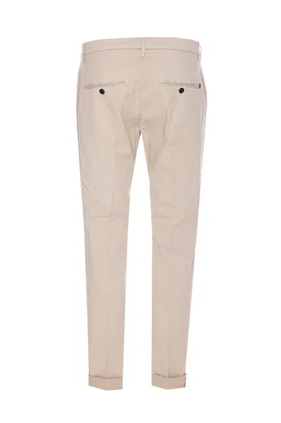 Dondup Trousers With Back Pockets And Button Detail In Neutral