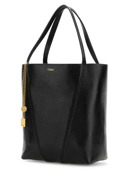 Chloé Chloè Spin Small Leather Tote Bag In Black