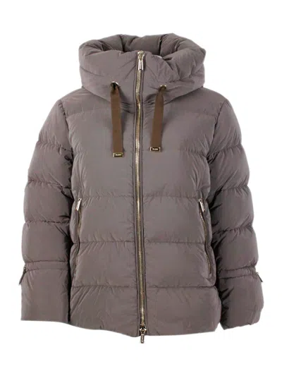 Moorer Trapezoidal Quilted Down Jacket With Transformative Design In Brown