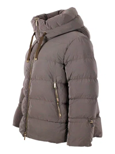 Moorer Trapezoidal Quilted Down Jacket With Transformative Design In Brown
