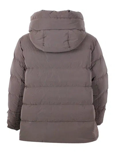 Moorer Trapezoidal Quilted Down Jacket With Transformative Design In Brown