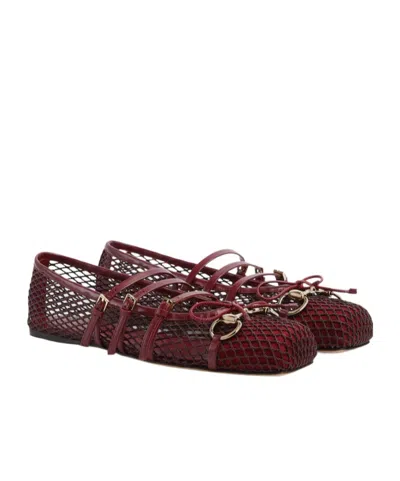 Gucci Net Nappa Triple-strap Horsebit Ballerina Flats