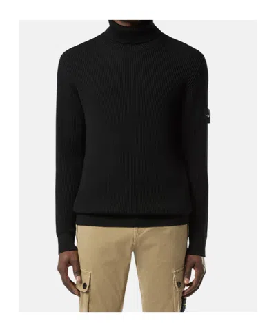 Stone Island Black Wool Turtleneck Sweater In Black