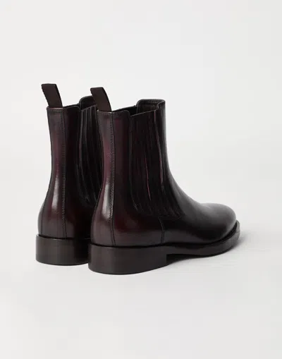 Brunello Cucinelli Elasticated Side Panel Leather Ankle Boots In Animal Print