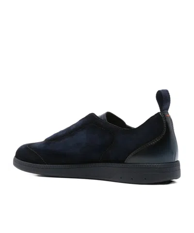 Santoni Lume Suede Low-top Sneakers In Black