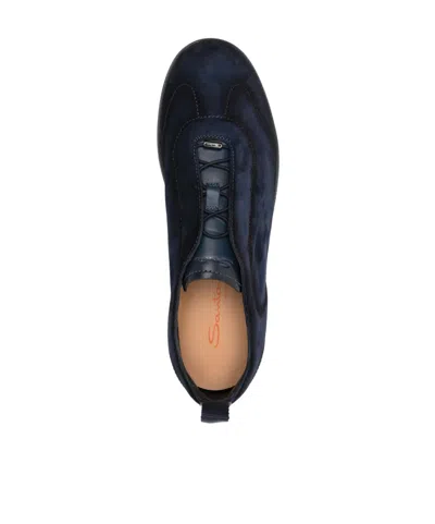 Santoni Lume Suede Low-top Sneakers In Black