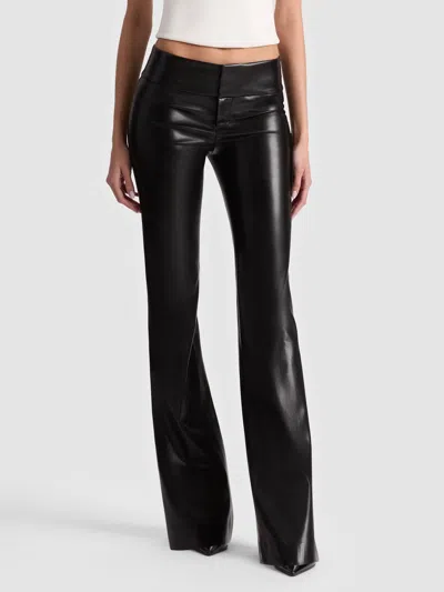 Alice And Olivia Olivia Black Flared Faux Leather Trousers