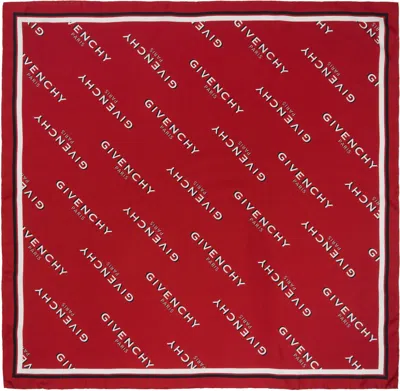 Givenchy Silk Logo Pocket Square In Red