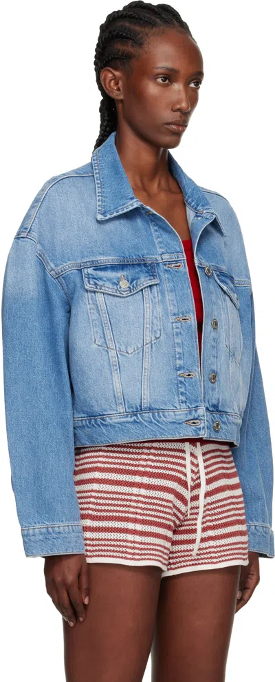 Holzweiler Blue Cropped Denim Jacket In Blue