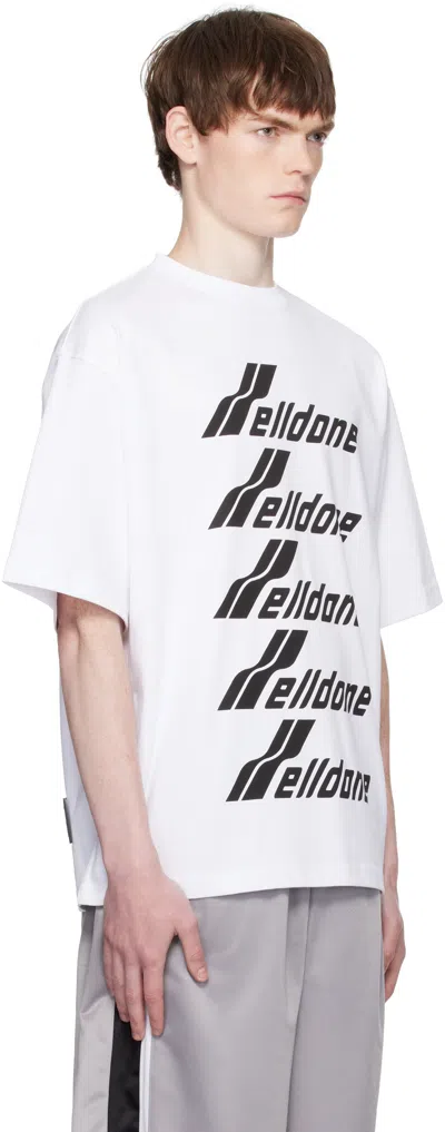 We11 Done White 'welldone' Front Logo T-shirt In White