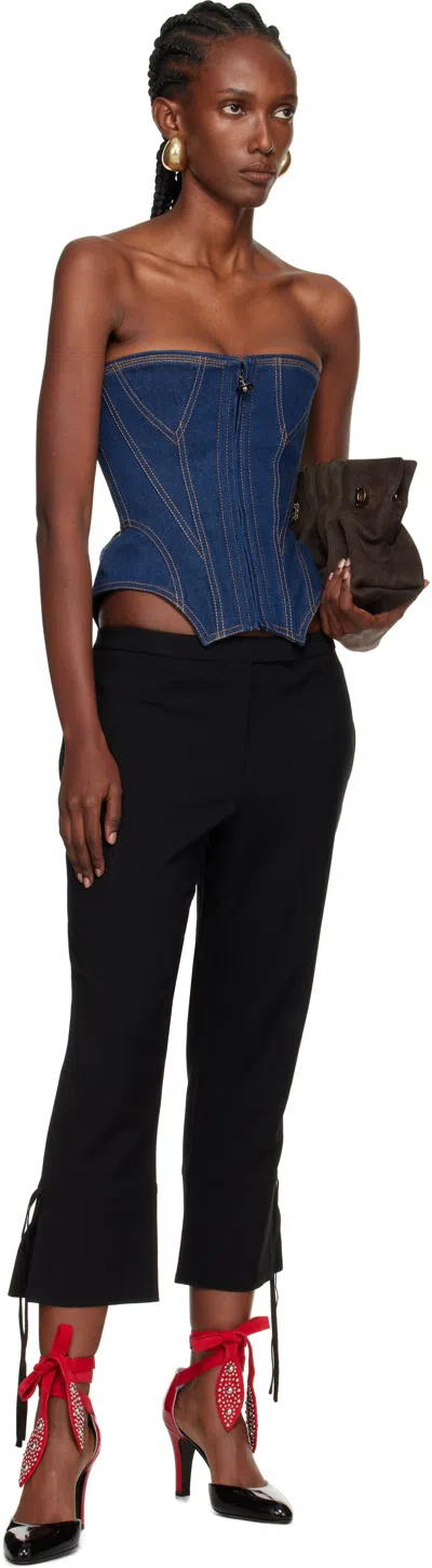 Vivienne Westwood Corset Bustier Top With Visible Stitching In Blue