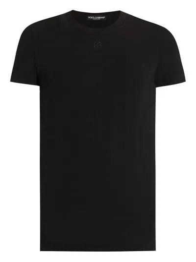 Dolce & Gabbana Embroidered Basic Short-sleeved T-shirt In Black