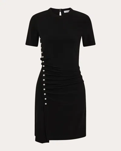 Rabanne Side Snap Ruched Asymmetric Minidress In Black