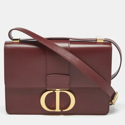 Pre-owned Dior Burgundy Leather 30 Montaigne Shoulder Bag