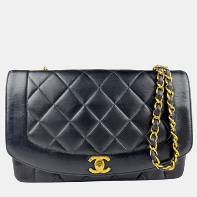 Pre-owned Chanel Shoulder Bag Matelasse Diana 25 Leather Black Gold