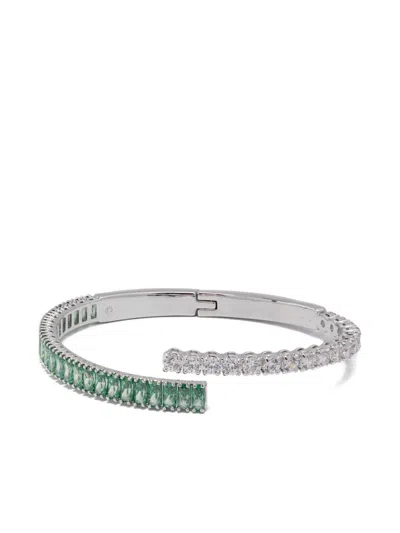 Swarovski Swaroski Matrix Rhodium Plated Bangle In Green