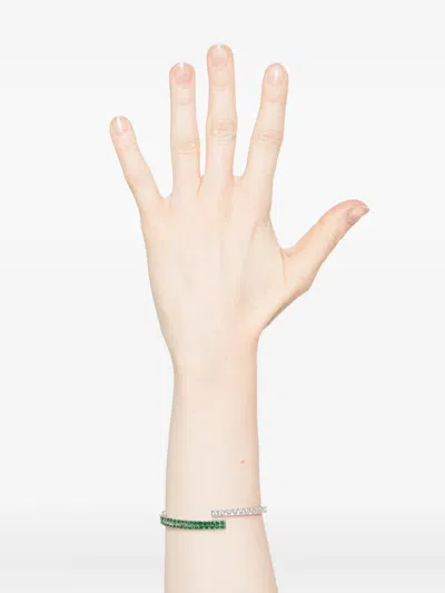 Swarovski Swaroski Matrix Rhodium Plated Bangle In Green