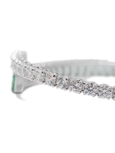 Swarovski Swaroski Matrix Rhodium Plated Bangle In Green