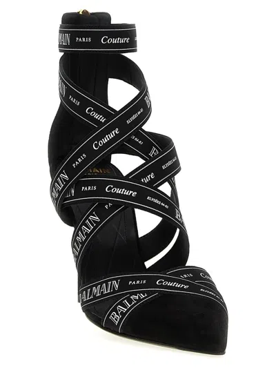 Balmain 'couture Ribbon-print' Pumps In Black