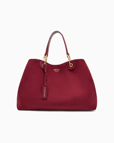 Emporio Armani Faux Suede Large Myea Shopper Bag In Red