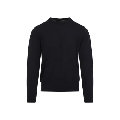 Brioni Crewneck Wool Sweater In Blue