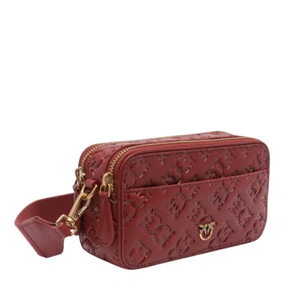 Pinko Logo Shoulder Bag In Burgundy