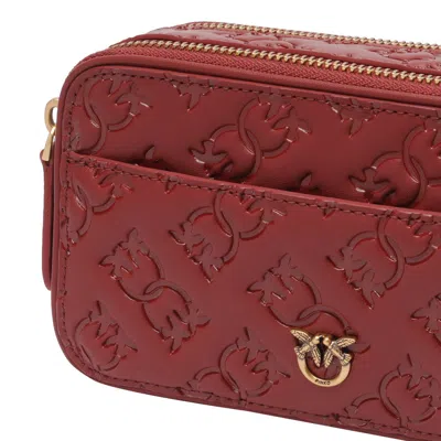 Pinko Logo Shoulder Bag In Burgundy
