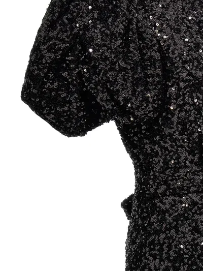 Rotate Birger Christensen Womens Black Regular-fit Puff-sleeve Sequin Midi Dress In Black