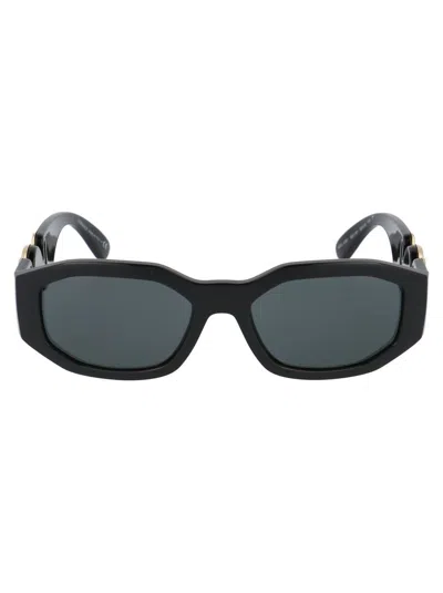 Versace Black Nylon Sunglasses In Green