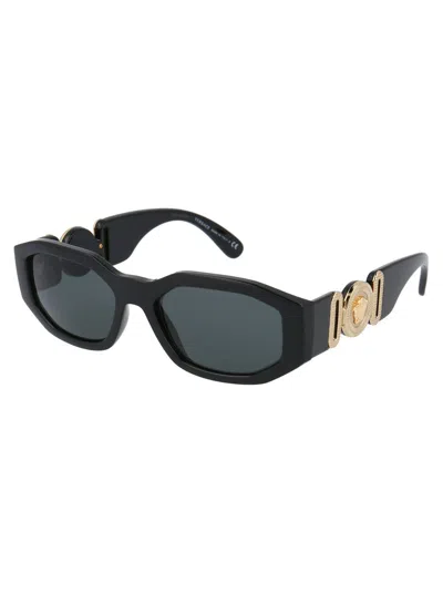 Versace Black Nylon Sunglasses In Green