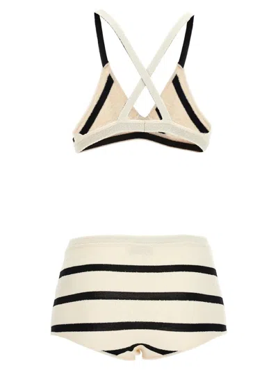 Moncler Top And Culotte Striped  Cotton Blend Set In White