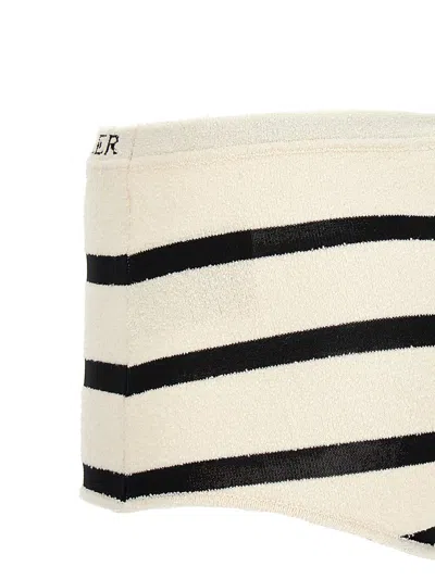 Moncler Top And Culotte Striped  Cotton Blend Set In White