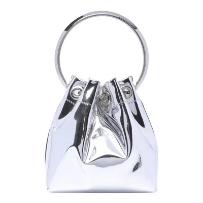 Jimmy Choo Bon Bon Mirror Fabric With Metal Handle In Silver