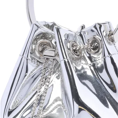 Jimmy Choo Bon Bon Mirror Fabric With Metal Handle In Silver
