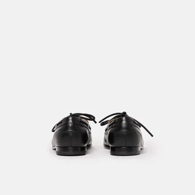 Scarosso Ginevro Leather Lace-up Boat Shoes In Black