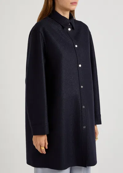 Herno Wool Overshirt In Blue