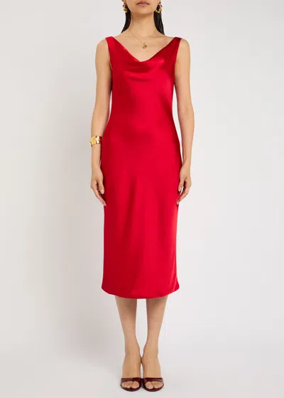 Norma Kamali Maria Cowl-neck Satin Midi Slip Dress In Gold