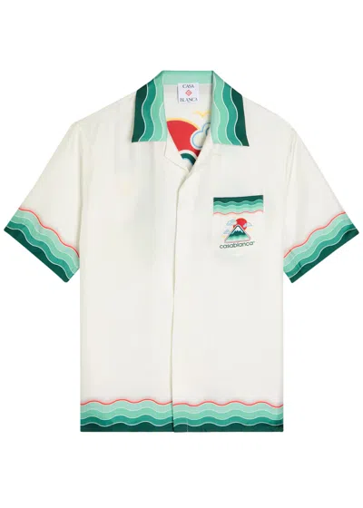 Casablanca Silk Short-sleeved Shirt With Wave In Multi