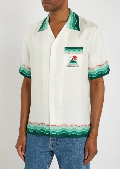 Casablanca Silk Short-sleeved Shirt With Wave In Multi