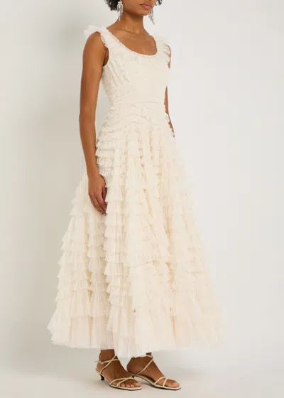 Needle & Thread Hattie Ruffled Maxi Dress In White