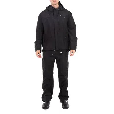Ferragamo Black Taffeta Drawstring Hooded Jacket In Black