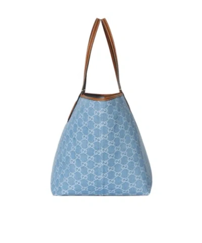 Gucci Totissima Monogram-pattern Denim Tote Bag In Blue